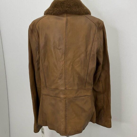 Ralph Lauren Exclusive Brown Lamb Leather Button-Down Jacket XL - Picture 3 of 6